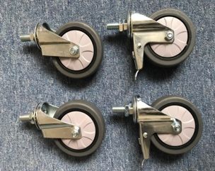 One Set of 4" TPR Casters, 2 with Brake