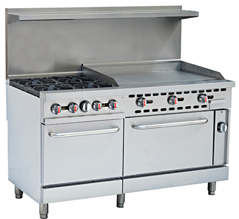 Gas Range 4 Burners with 36” Griddle & Ovens