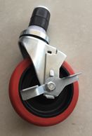 5" Caster with 1-2/5" Plastic Expanding Stem with Side Brake
