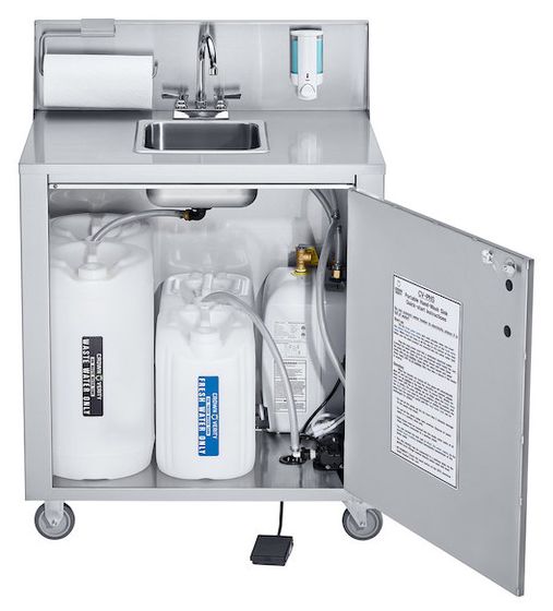 Space Saver Portable Hand Sink Cart with 9-1/2" Backsplash