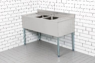 Bar Sink with 3" Backsplash – Left & Right Drainboards