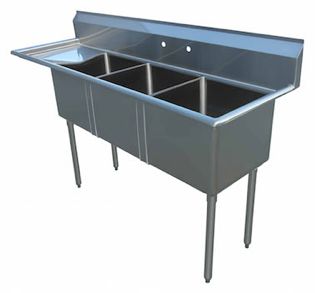 18-Gauge 304 Stainless Compartment Sink – Left Drainboard