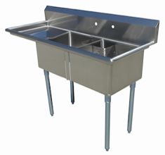 18-Gauge 304 Stainless Compartment Sink – Left & Right Drainboards