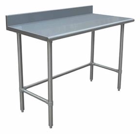 Worktable with Open Base – Backsplash, Galvanized Base
