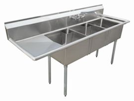 18-Gauge 304 Stainless Compartment Sink – Left & Right Drainboards