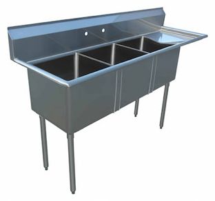 18-Gauge 304 Stainless Compartment Sink – No Drainboard