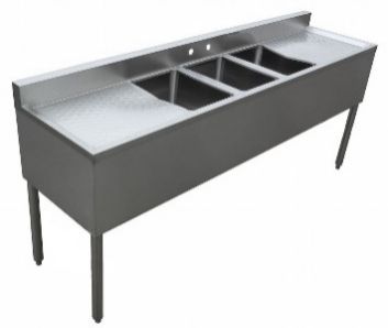 Bar Sink with 3" Backsplash – Left & Right Drainboards