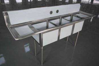 18-Gauge 304 Stainless Compartment Sink – Right Drainboard