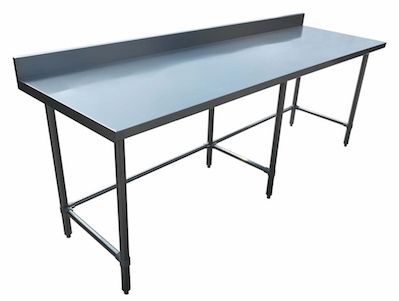 Worktable with Open Base – Backsplash, Galvanized Base