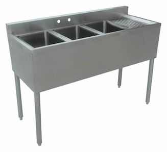 Bar Sink with 3" Backsplash – Left & Right Drainboards