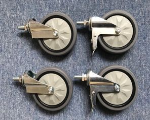 One Set of 5" TPR Casters, 2 with Brake