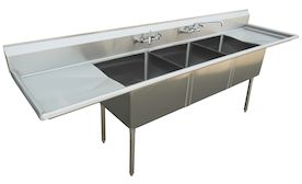 18-Gauge 304 Stainless Compartment Sink – Left Drainboard