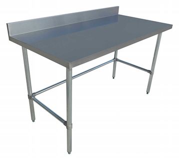 Worktable with Open Base – Backsplash, Galvanized Base