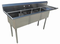 18-Gauge 304 Stainless Compartment Sink – No Drainboard