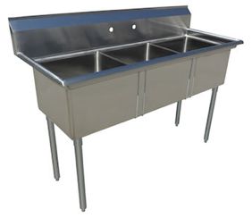 18-Gauge 304 Stainless Compartment Sink – Left & Right Drainboards