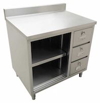 Stainless Steel Cabinet – Backsplash, Open Front, Drawers