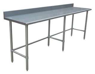 Worktable with Open Base – Backsplash, Galvanized Base