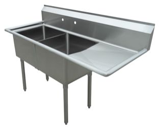 18-Gauge 304 Stainless Compartment Sink – Right Drainboard