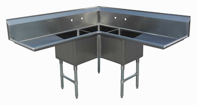 18-Gauge 304 Stainless Corner Sink