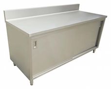 Stainless Steel Enclosed Cabinet – Backsplash, Sliding Doors, 16 Gauge